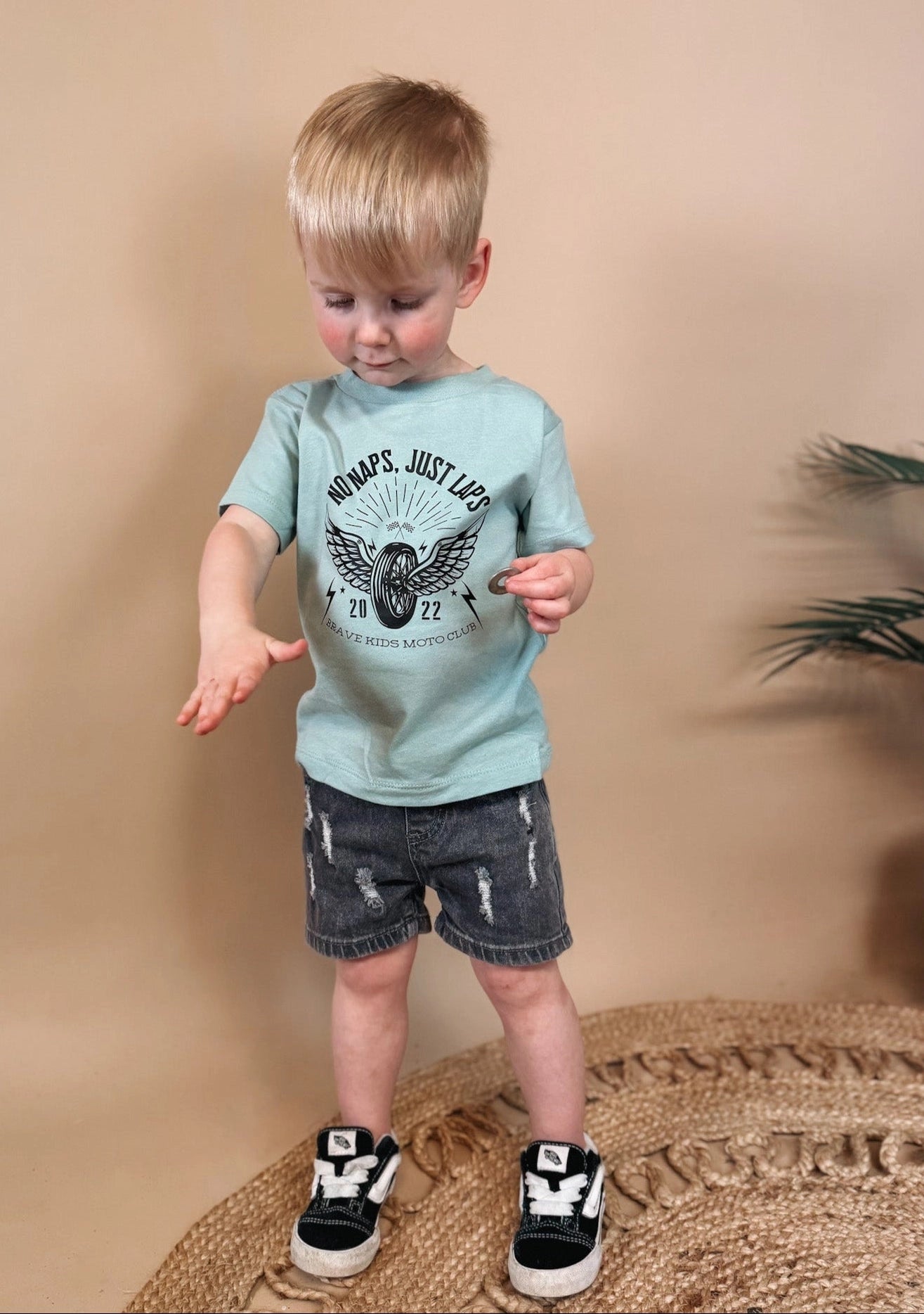 Model Wearing Raising Brave No Naps Just Laps- Toddler Tee