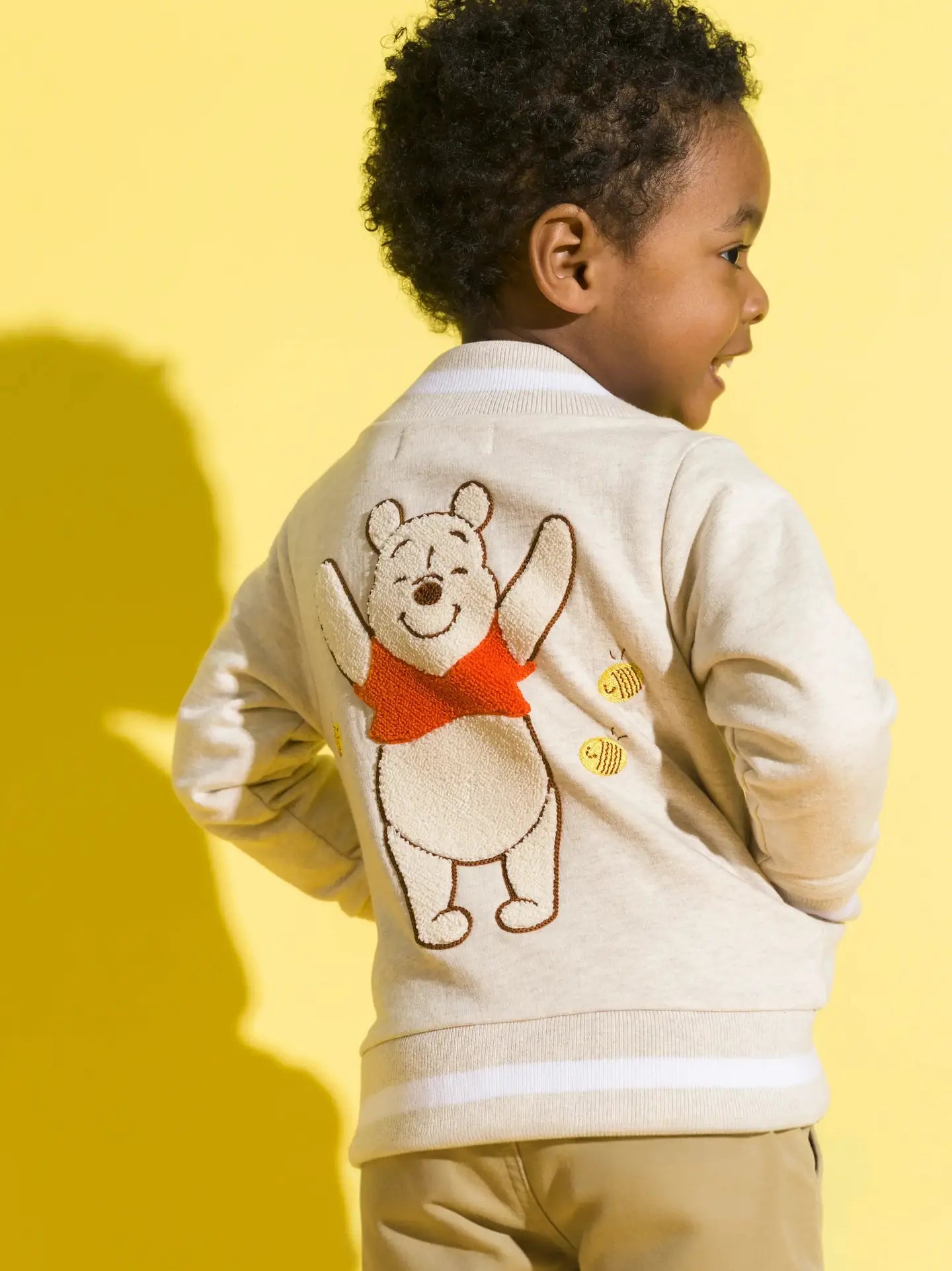 Model Wearing Monica + Andy Bomber Jacket_winnie the Pooh