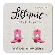 Lilliput Pink Cowgirl Boot Earrings // Pink Western Earrings