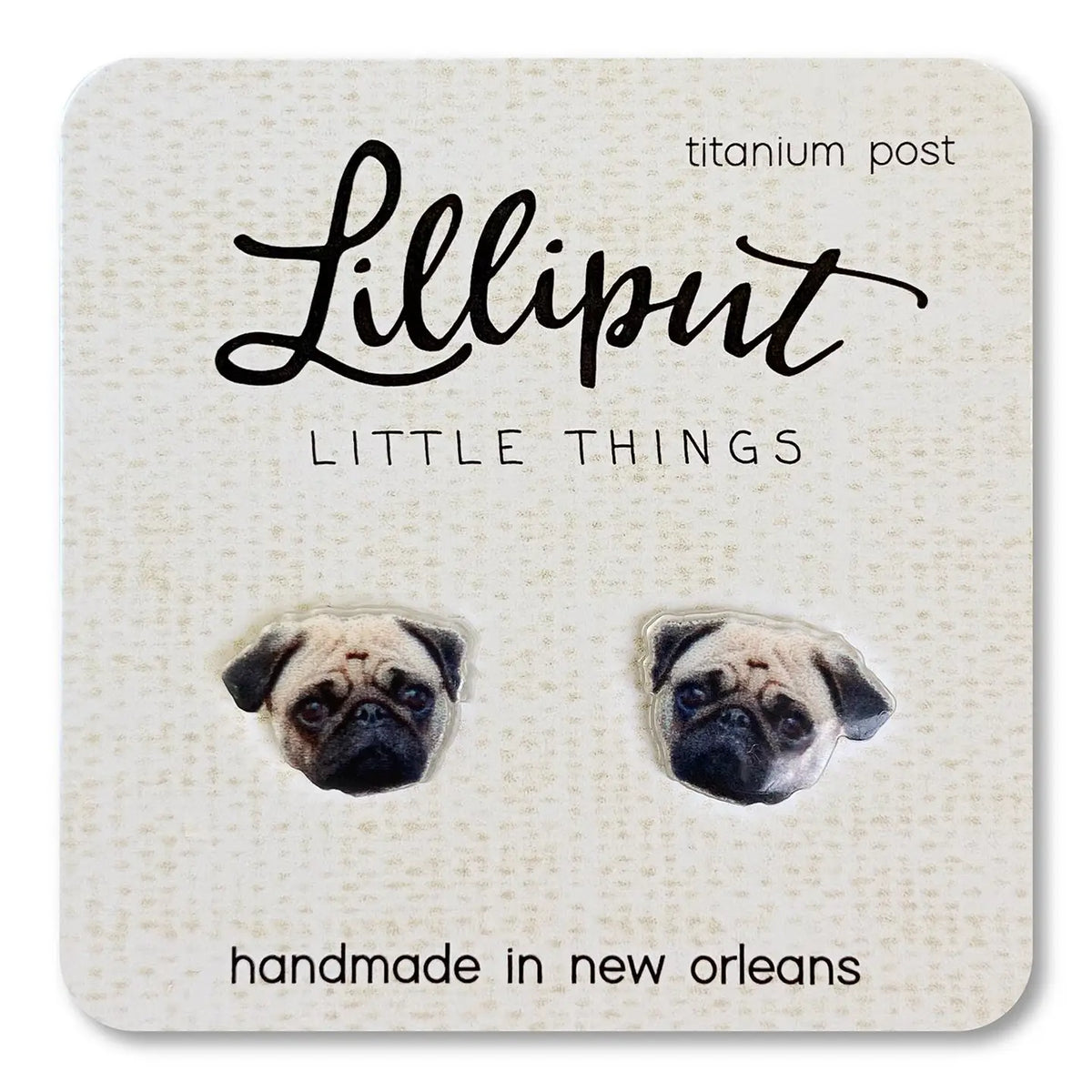 Lilliput Pug Dog Earrings
