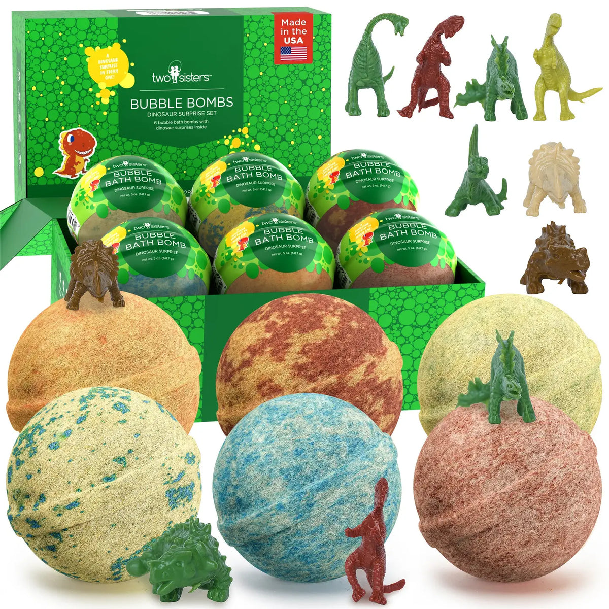 Two Spa Sisters Dinosaur Surprise Bath Bombs (6 Pack)
