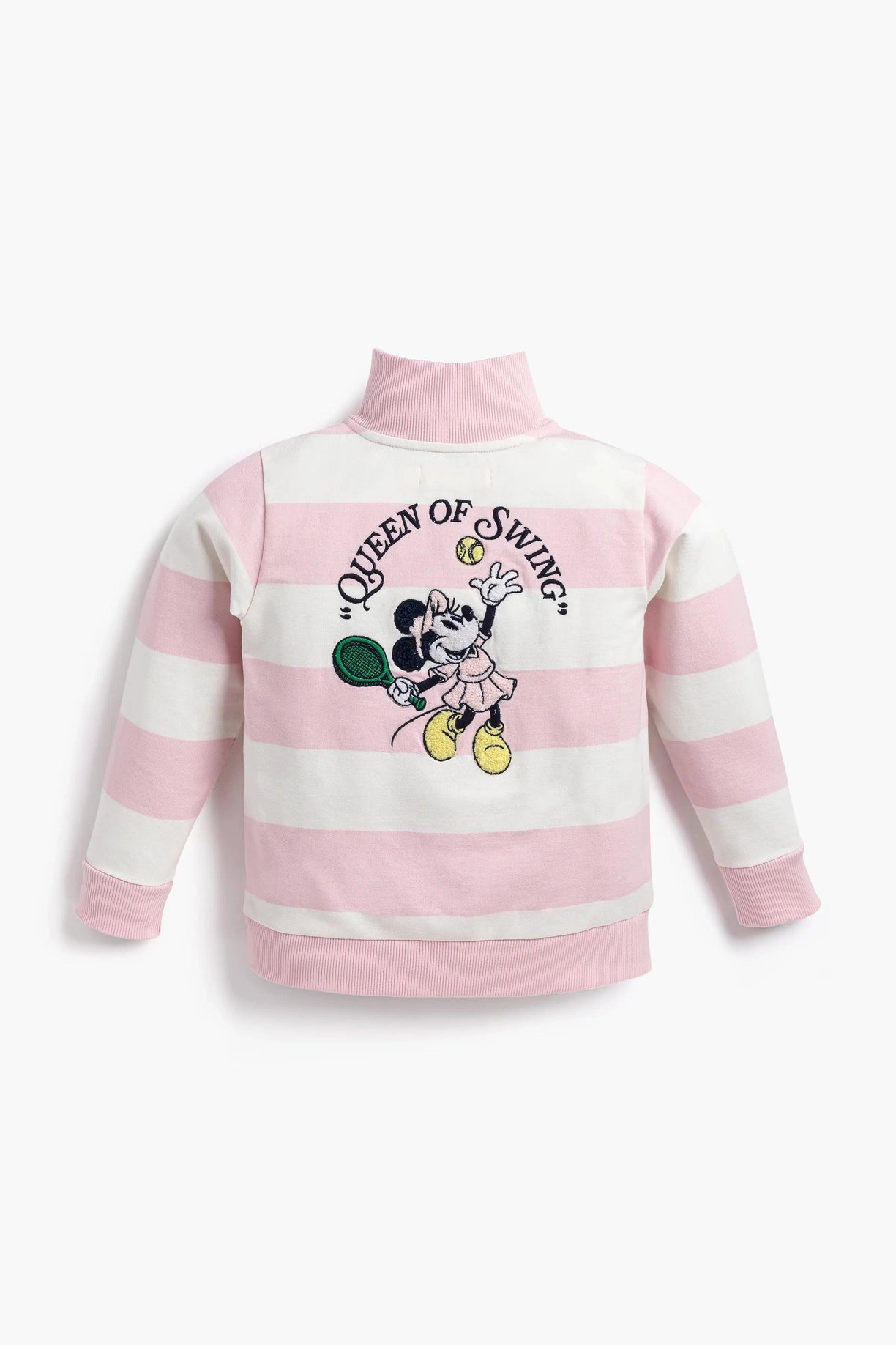 Monica + Andy Quarter Zip Sweatshirt_disney Minnie Mouse Pink Stripe