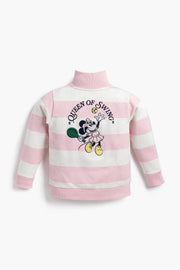 Monica + Andy Quarter Zip Sweatshirt_disney Minnie Mouse Pink Stripe
