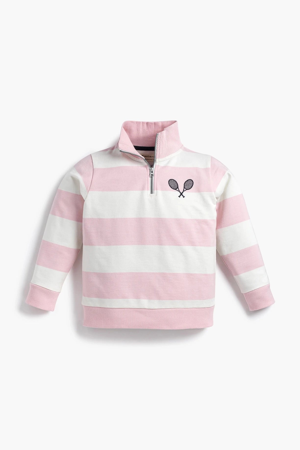 Monica + Andy Quarter Zip Sweatshirt_disney Minnie Mouse Pink Stripe