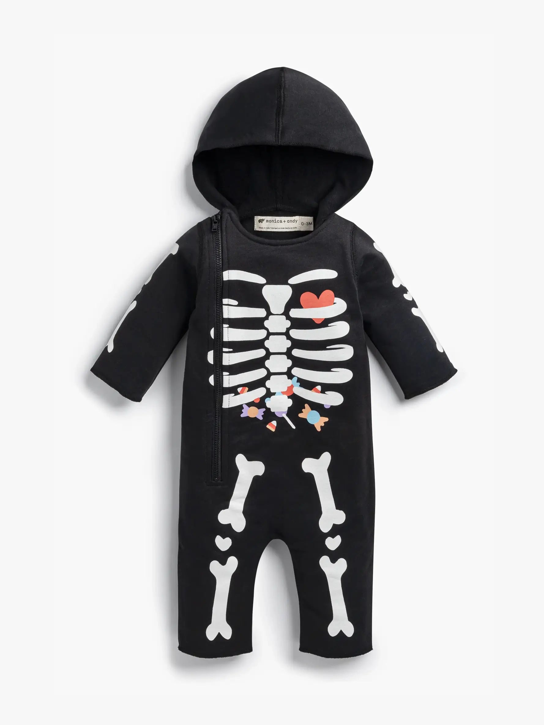 Monica + Andy Halloween Baby Moto Romper_skeleton Dance Party