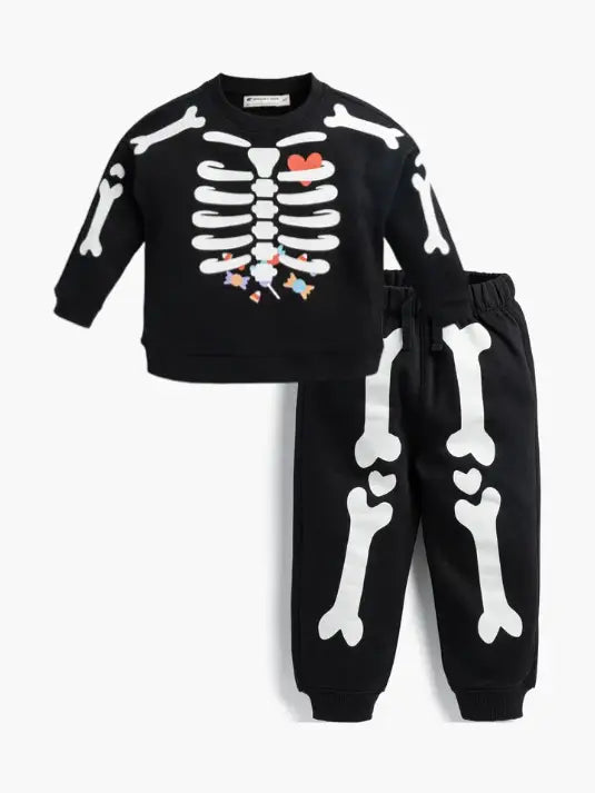 Monica + Andy Halloween Kids Sporty Sweatsuit Bundle_skeleton Dance Party