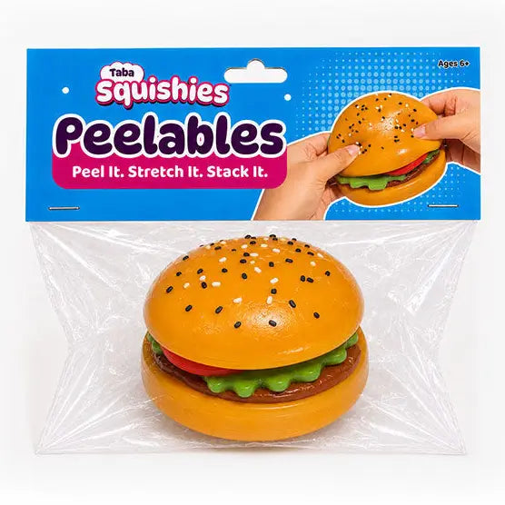 Showcase Taba Squishies® Peelables Deluxe Premium Silicone Fidget Toy (1pc) Hamburger