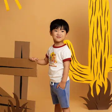 Model Wearing Monica + Andy Short Sleeve Crewneck Tee_toy Story Western Friends On Grey
