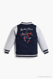 Monica + Andy Zip Bomber Jacket_marvel Spider-Man On Blue