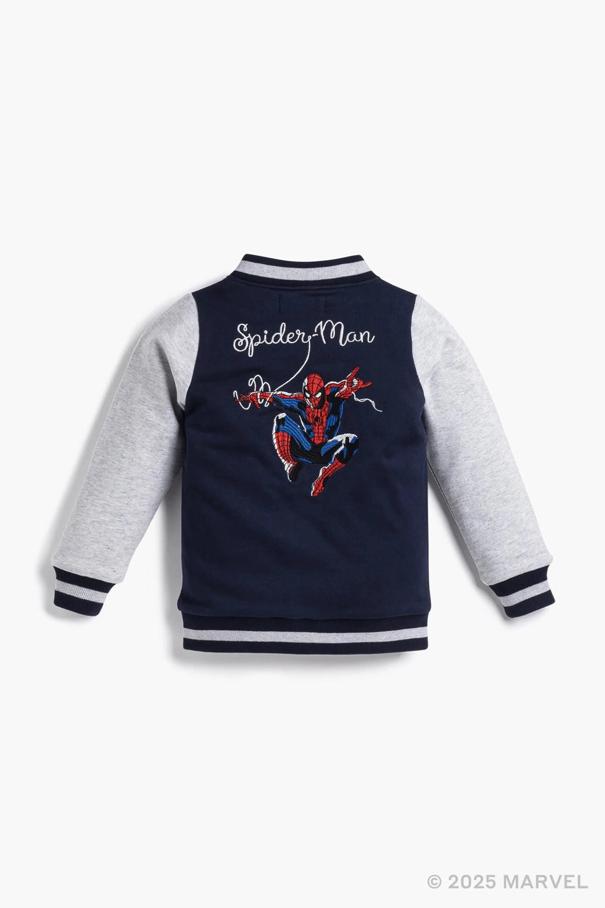 Monica + Andy Zip Bomber Jacket_marvel Spider-Man On Blue