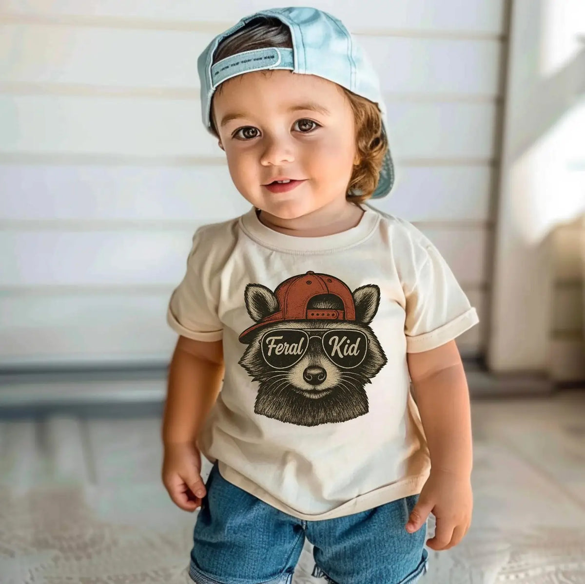 Model Wearing Buckin Baby Wholesale Feral Kid Tee