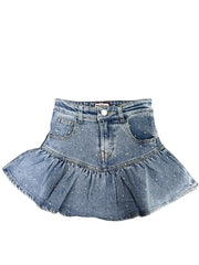Three Wildflower Designs Denim Embellished Skort