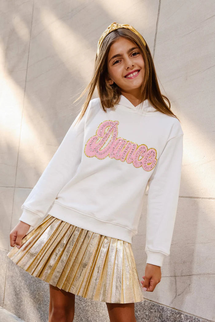 Model Wearing Lola And The Boys Crystal Dance Hoodie