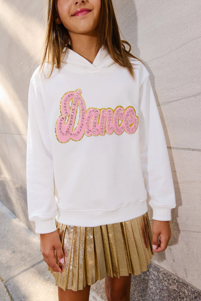 Model Wearing Lola And The Boys Crystal Dance Hoodie