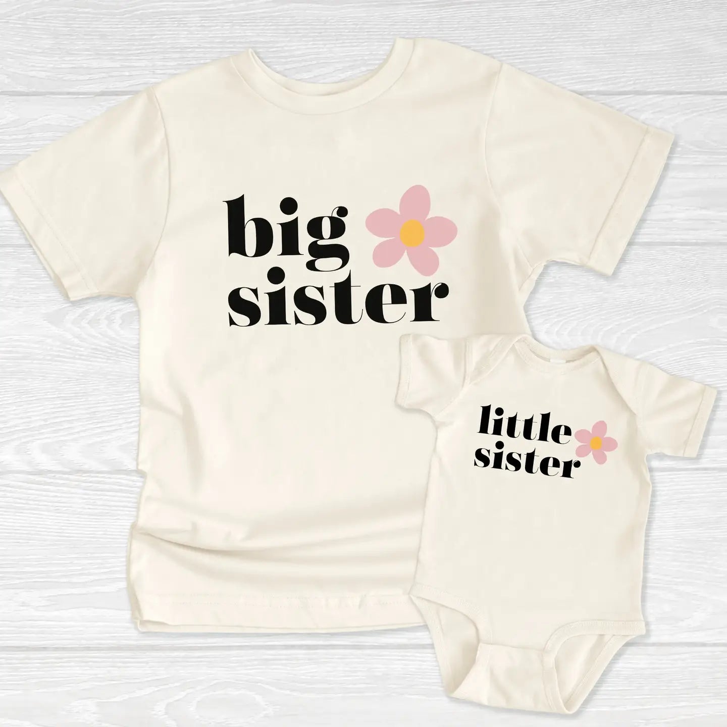 Miche Custom Big Sister Shirt and Little Sister Onesie with Flower