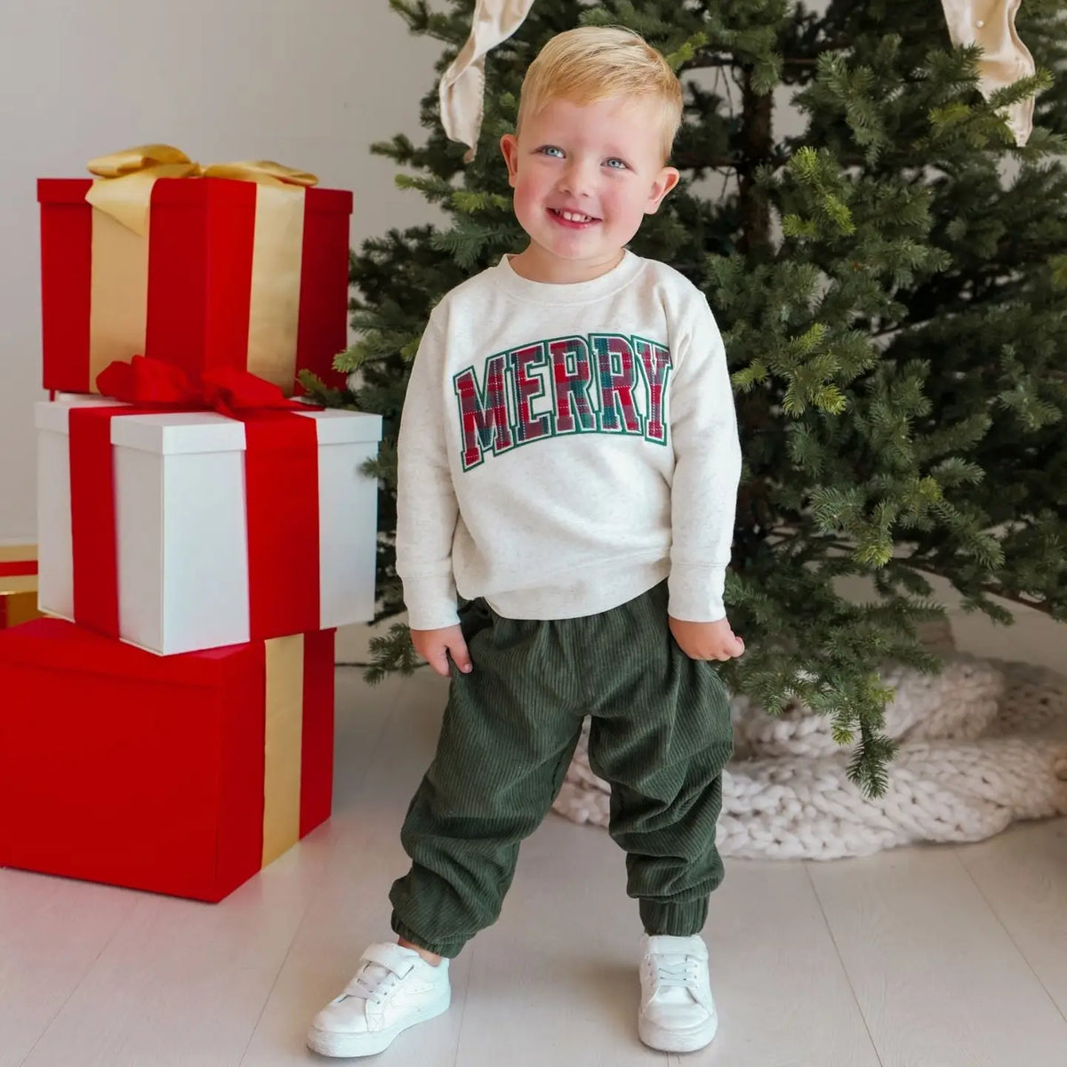 Model Wearing Sweet Wink Forest Corduroy Jogger - Boys Clothing
