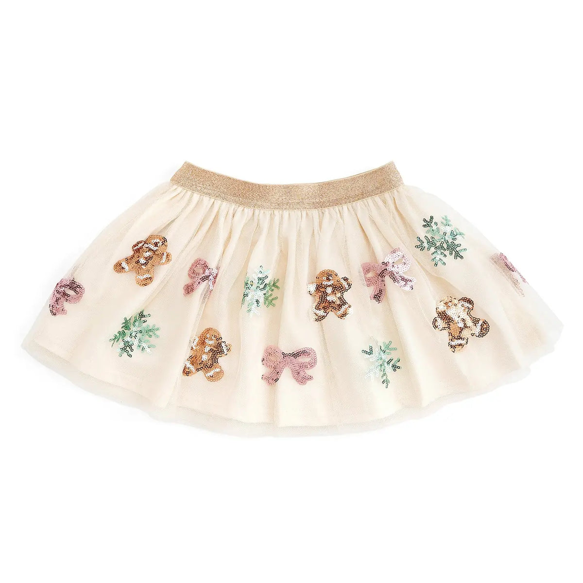Sweet Wink Gingerbread Sequin Christmas Tutu Skirt - Kids Clothing