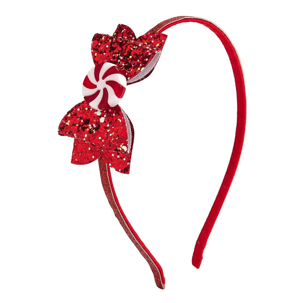 Sweet Wink Peppermint Glitter Christmas Bow Headband - Hair Accessories