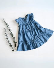 Bailey’s Blossoms Georgie Tiered Flutter Sleeve Dress - Light Denim