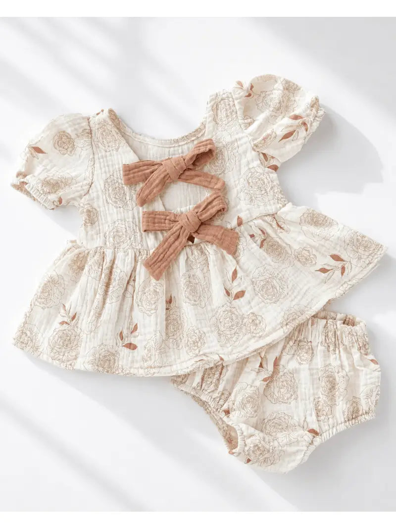 Bailey’s Blossoms Quinn Bow-Back Top & Bloomer Set - Victorian Rose