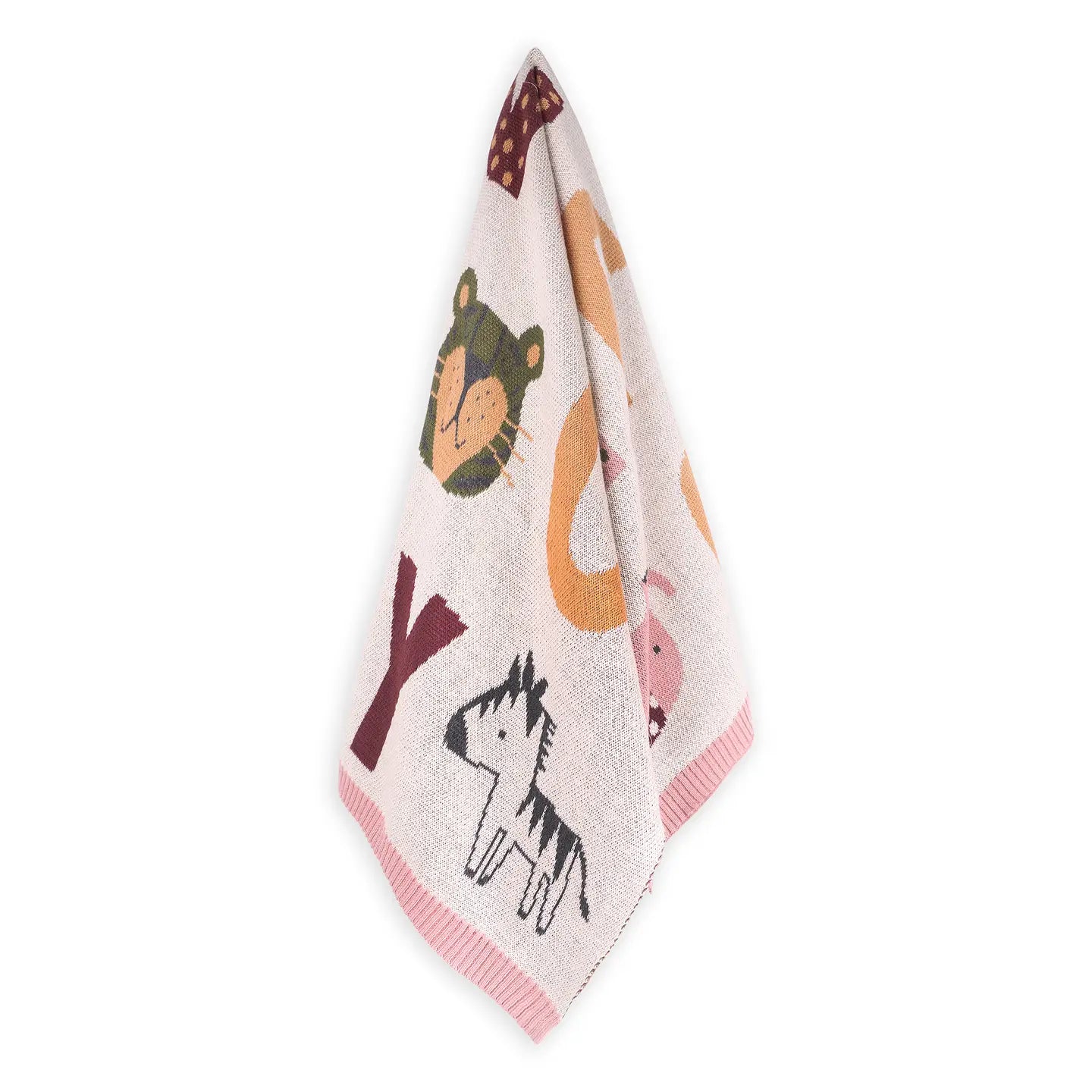 Viverano Organics Alphabet Blush - Organic Jacquard Sweater Knit Baby Blanket