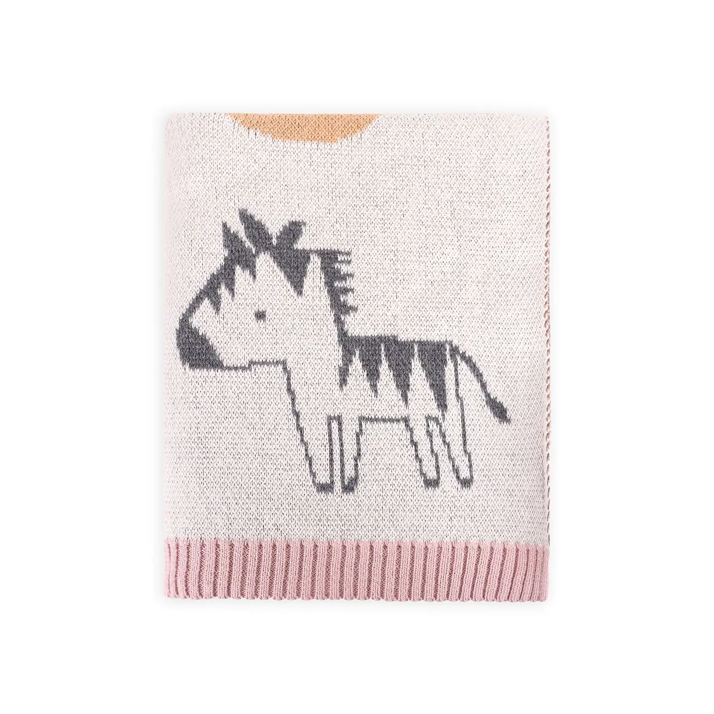 Viverano Organics Alphabet Blush - Organic Jacquard Sweater Knit Baby Blanket