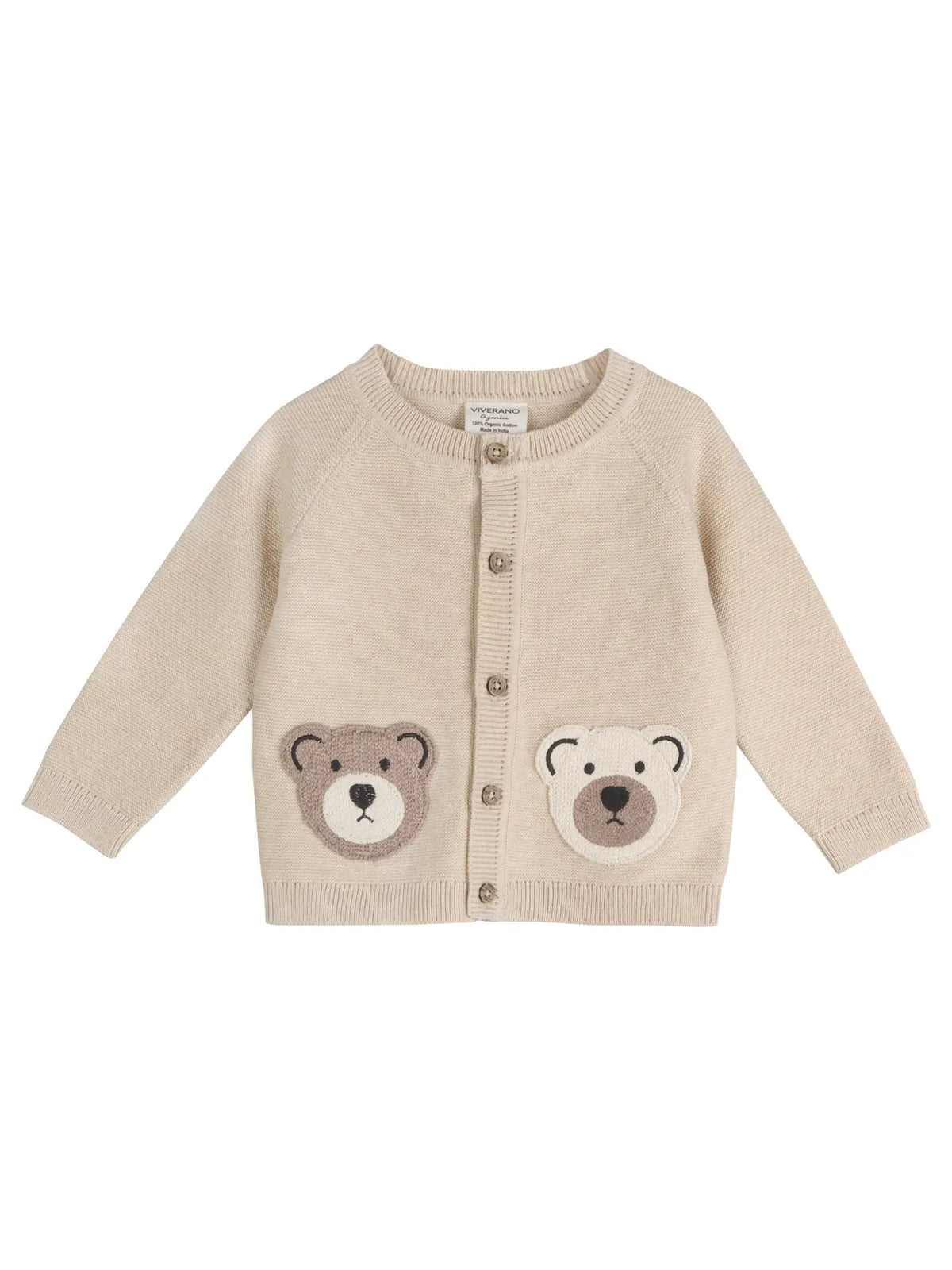 Cozy Bear Applique Knit Cardigan