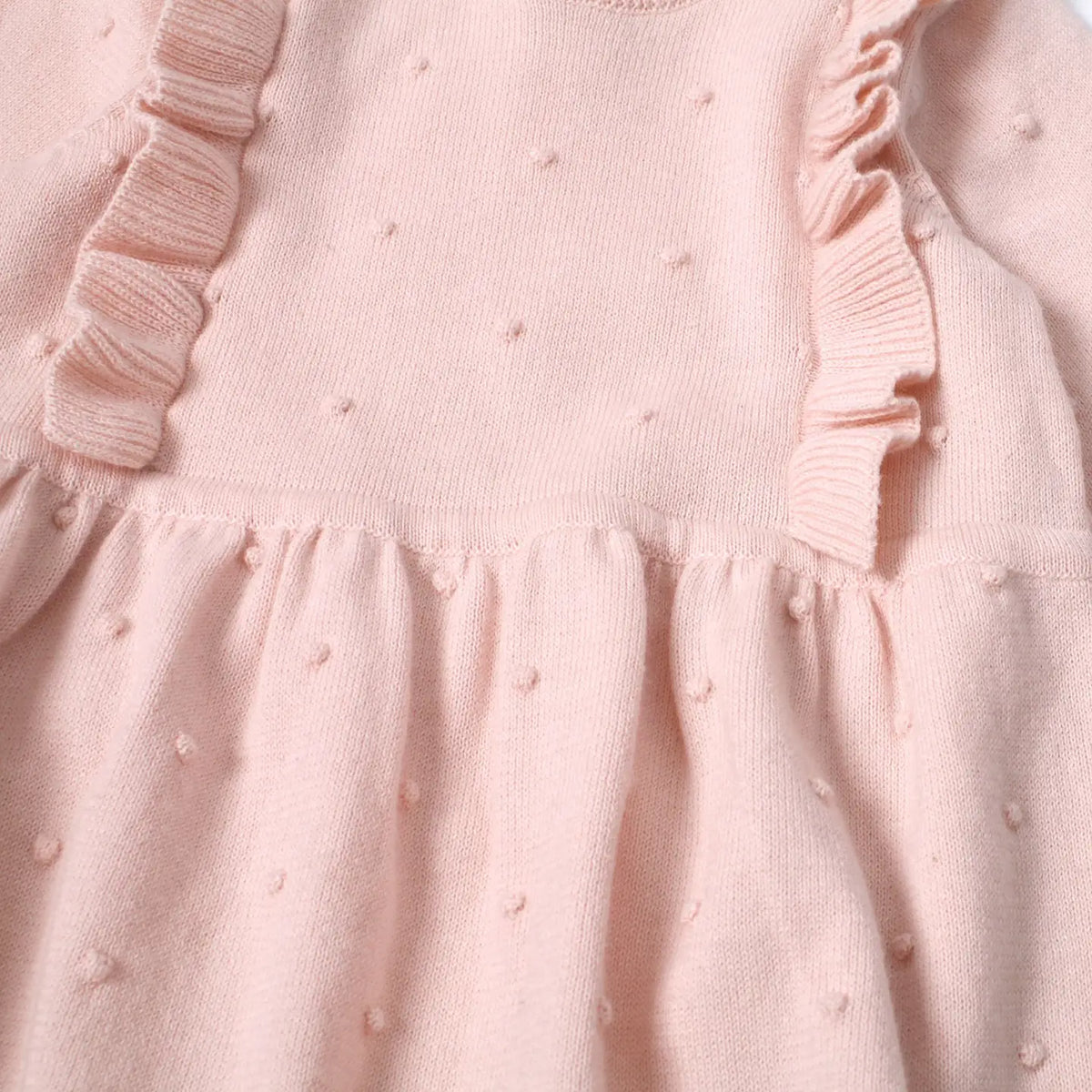 Viverano Milan Ruffle Bobble Baby Sweater Knit Dress (Organic Cotton)