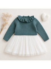 Viverano Organics Ruffle Neck Sweater Knit Top & Tutu Baby Dress (Organic)