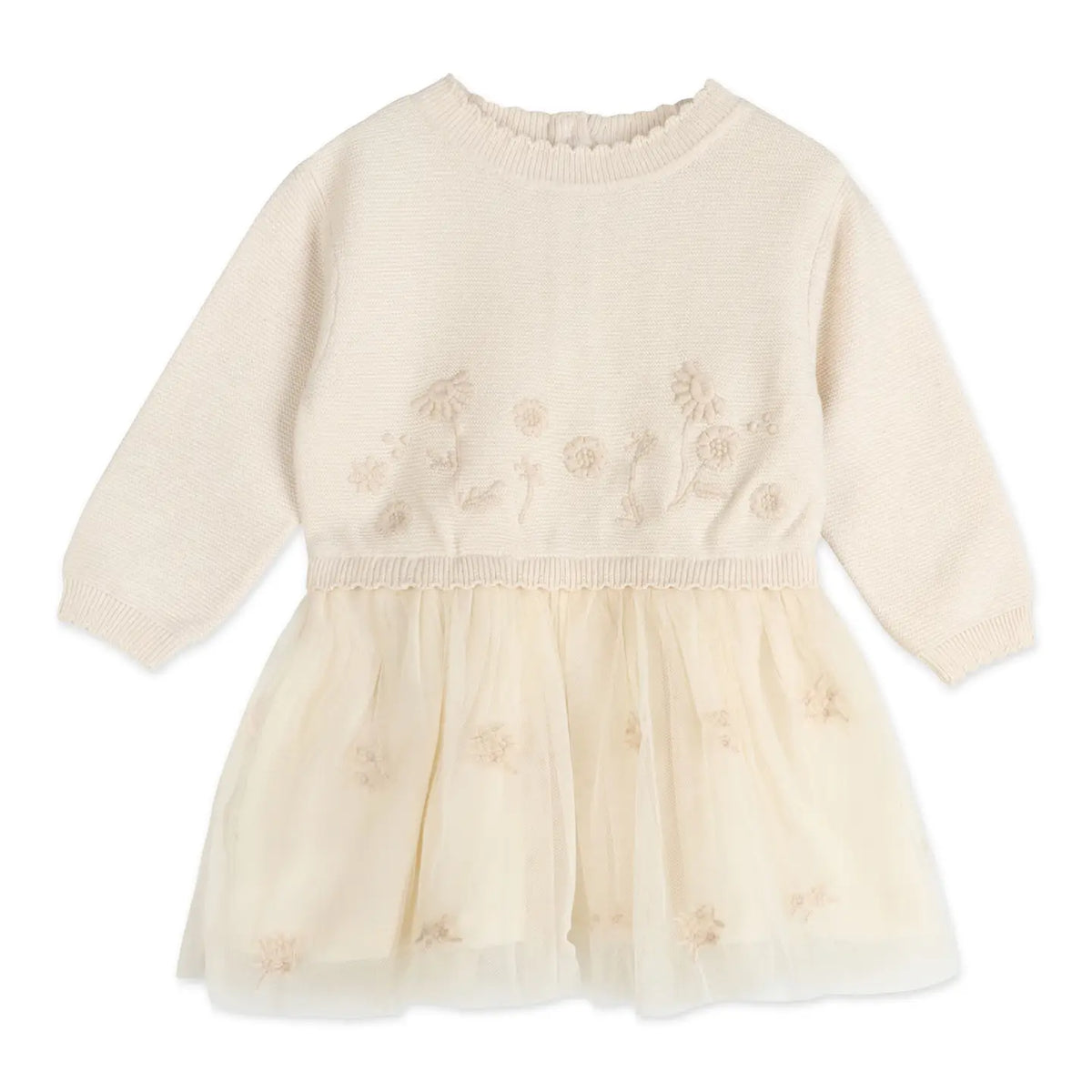 Viverano Organics Clara Floral Knit Baby Tutu Dress (Organic Cotton)