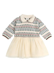 Viverano Organics Dahlia Floral Jacquard Knit Baby Tutu Dress (Organic Cotton)