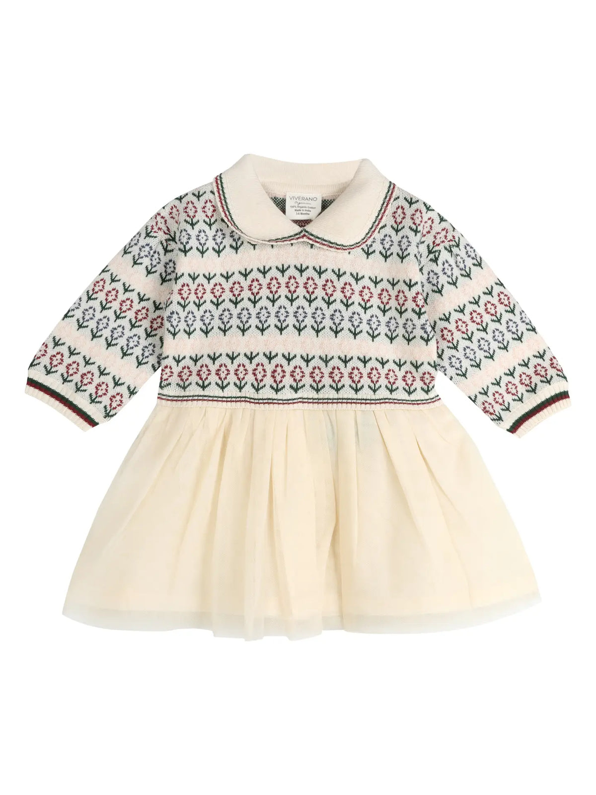 Viverano Organics Dahlia Floral Jacquard Knit Baby Tutu Dress (Organic Cotton)