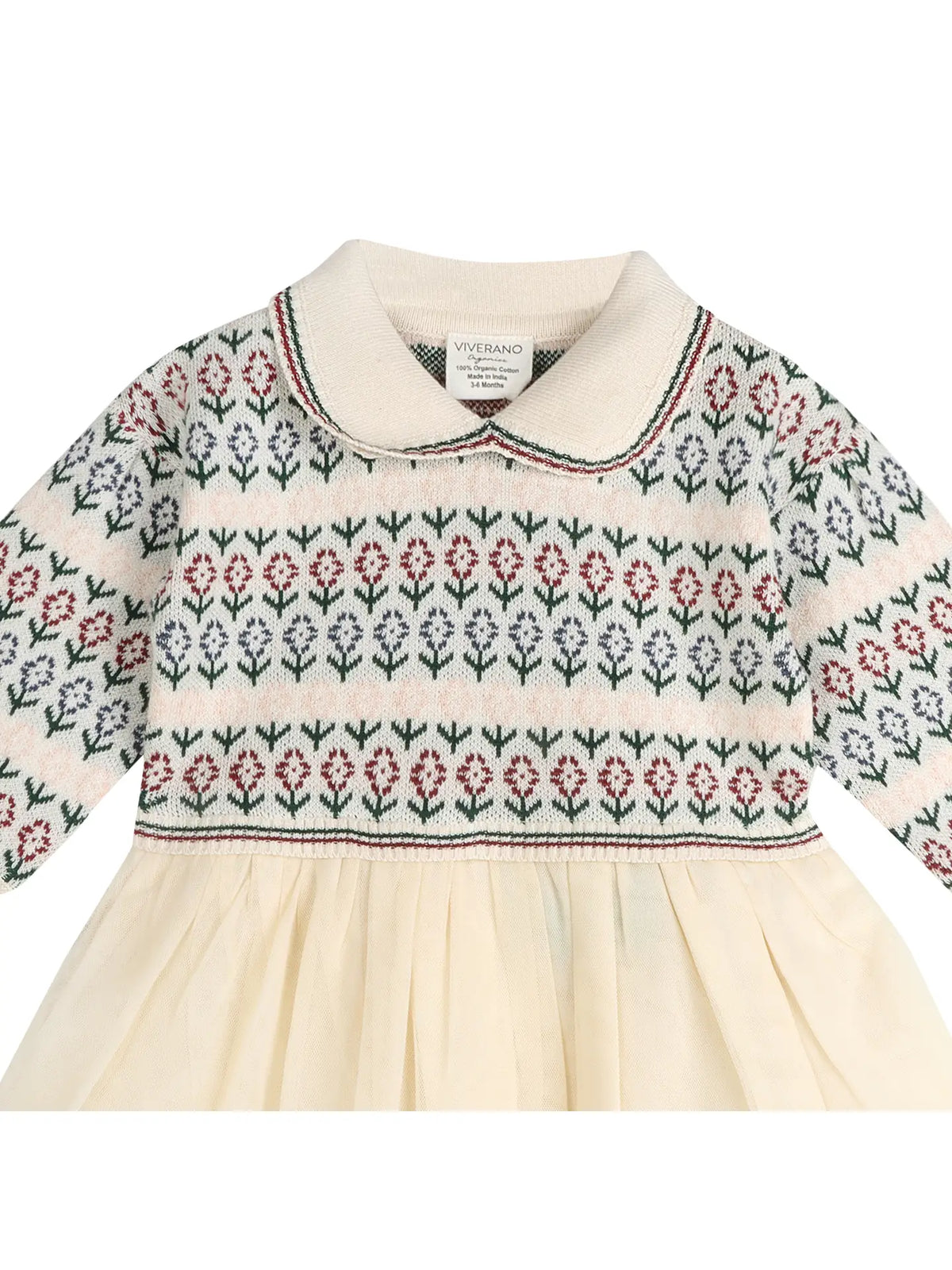 Viverano Organics Dahlia Floral Jacquard Knit Baby Tutu Dress (Organic Cotton)
