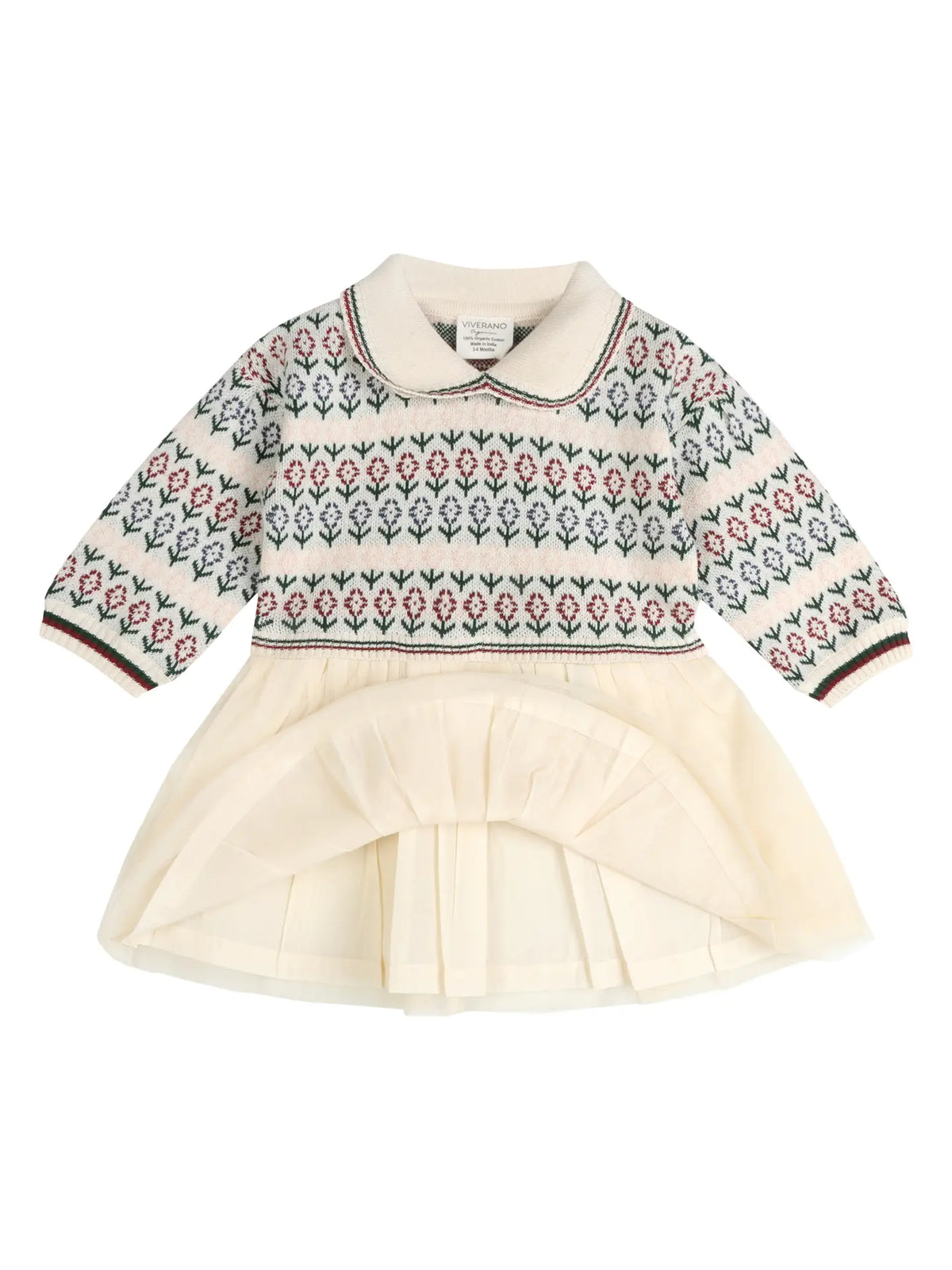 Viverano Organics Dahlia Floral Jacquard Knit Baby Tutu Dress (Organic Cotton)