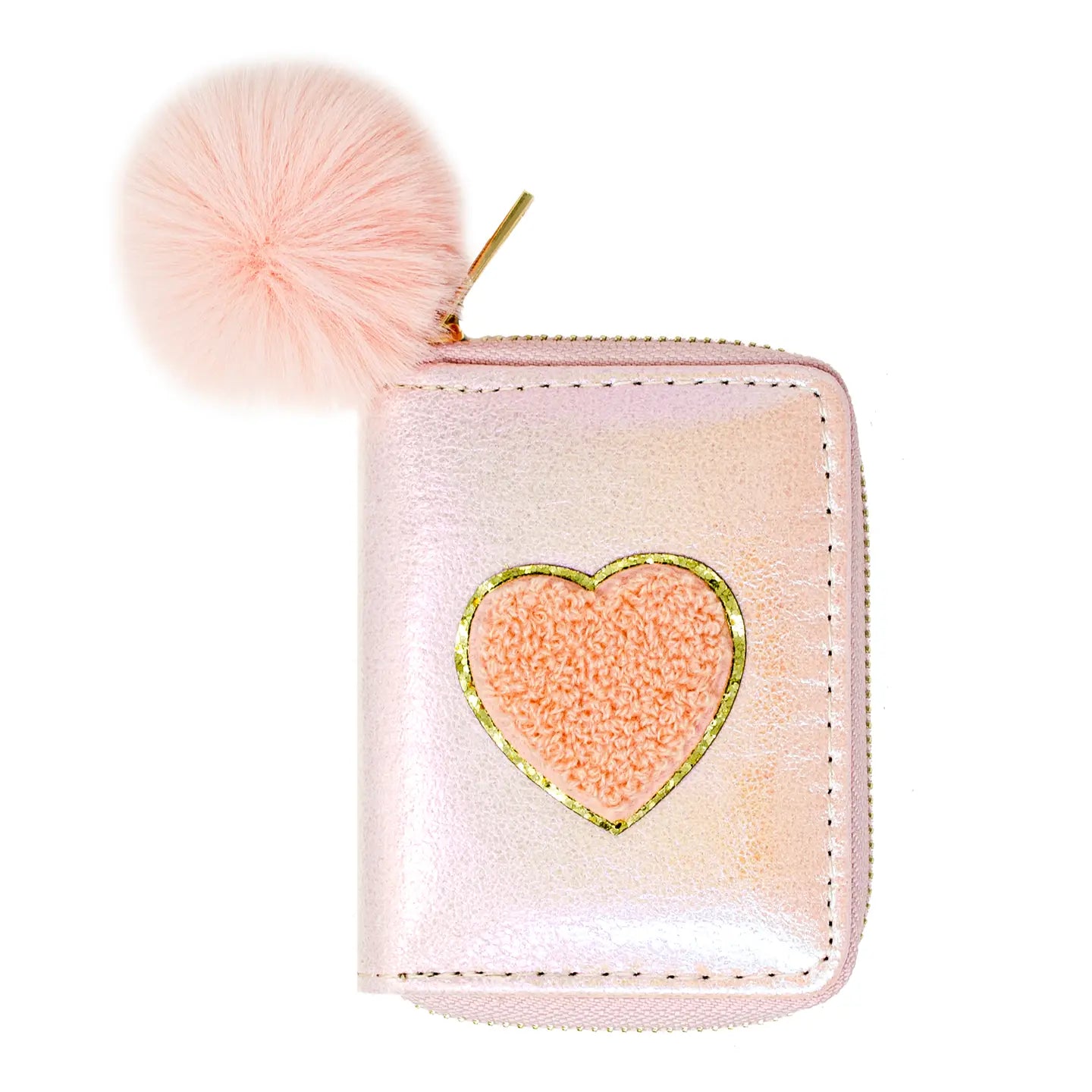 Tiny Treats & ZOMI GEMS Shiny Heart Patch Wallet - Light Pink