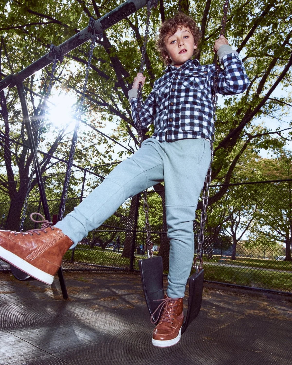Model Wearing Appaman Sage Sideline Sweatpants