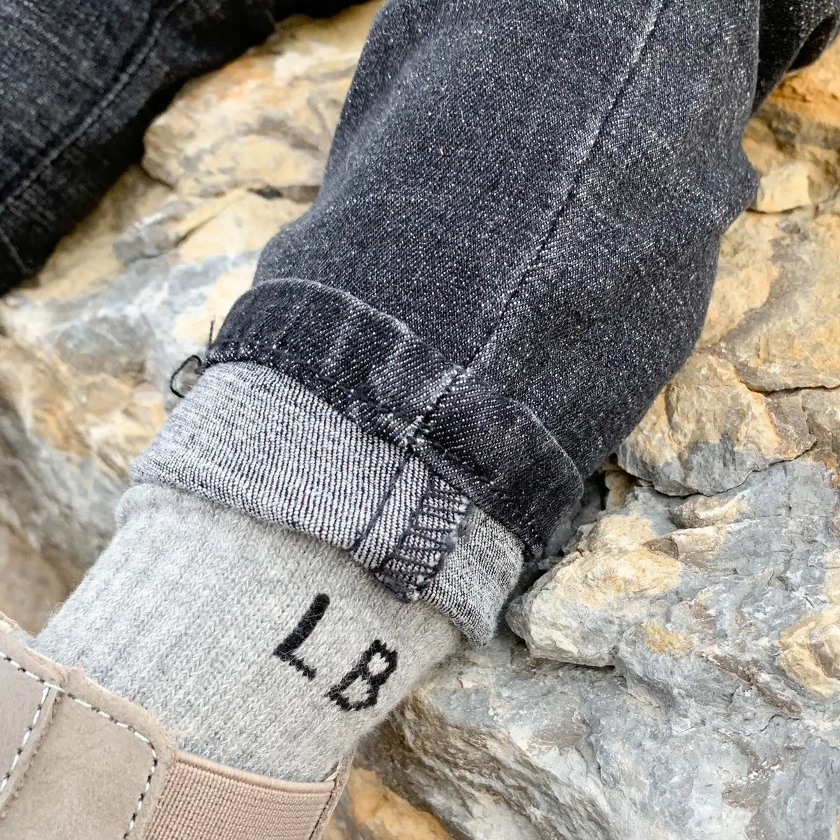 Model Wearing Little Bipsy Sock 3-Pack - Grey