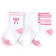 Little Stocking Co. Crew Socks 3-Pack - White/Pink