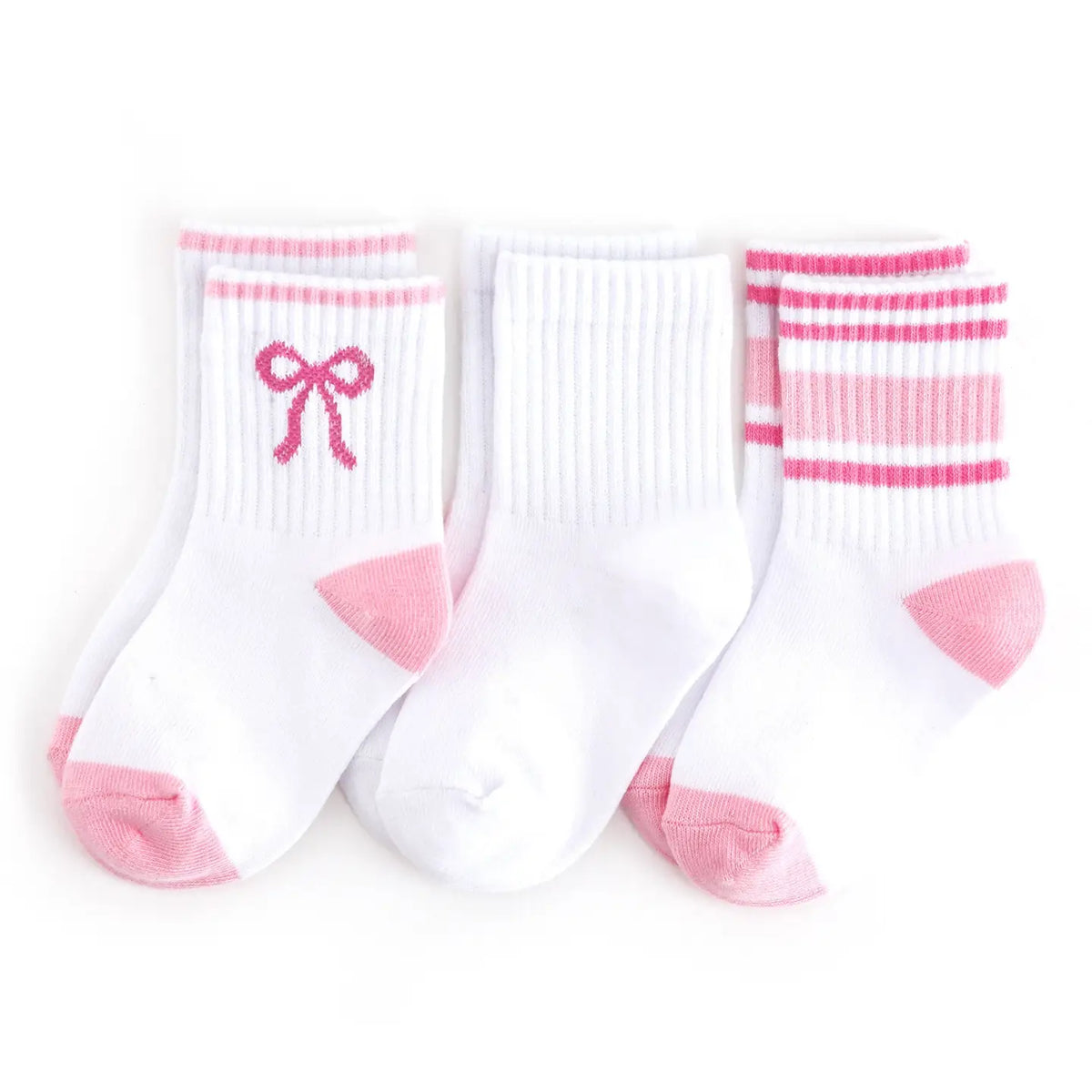 Little Stocking Co. Crew Socks 3-Pack - White/Pink