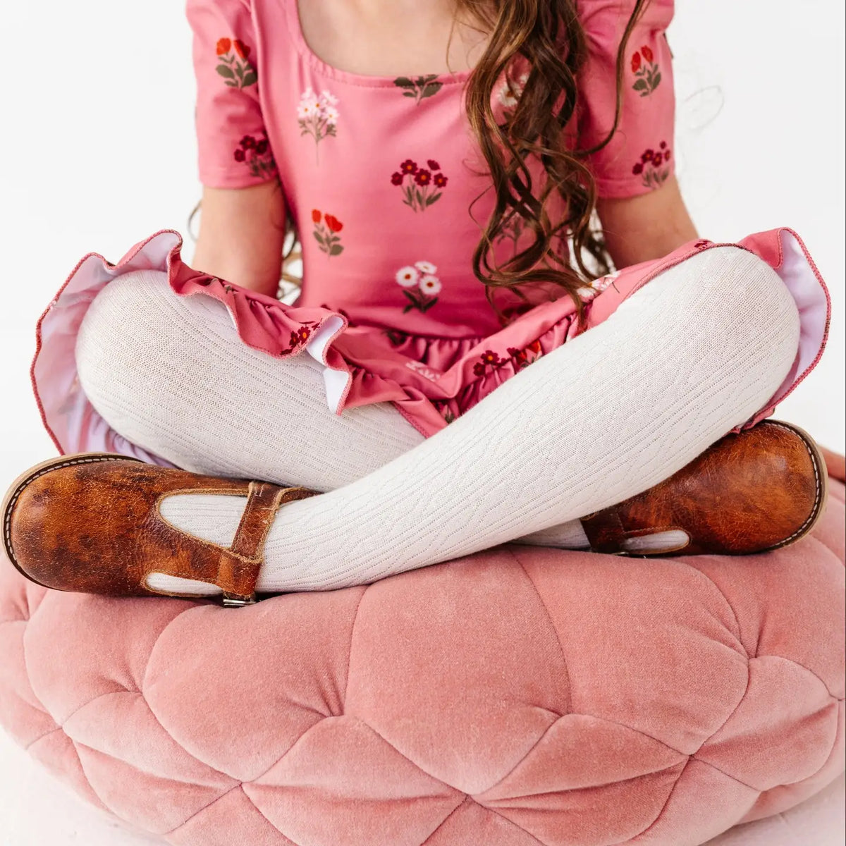 Little Stocking Co. Ivory Cable Knit Tights