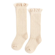 Little Stocking Co. Vanilla Fancy Lace Top Knee High Socks