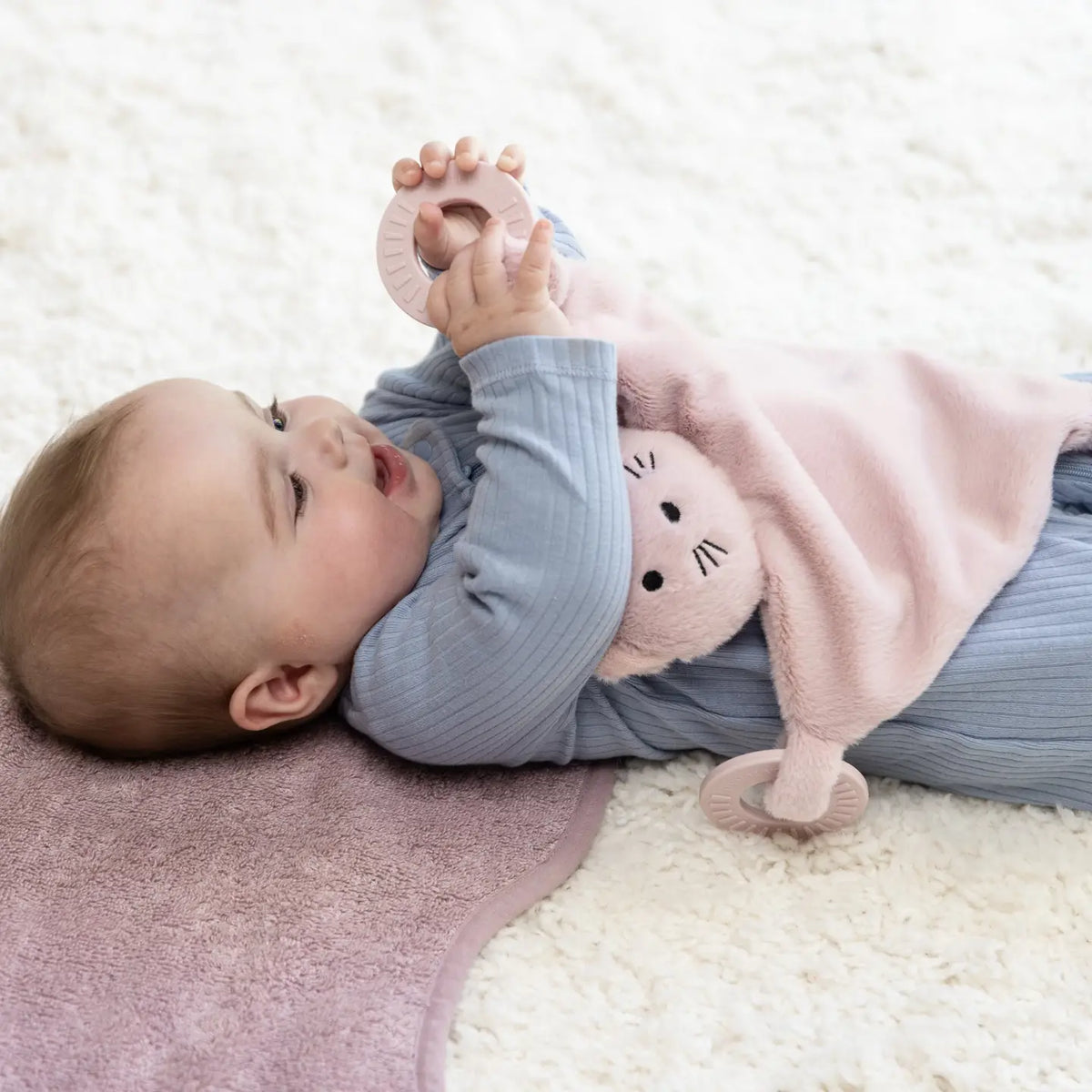 Model Using Bella Tunno Teether Buddy Charlotte the Cat