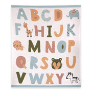 Viverano Organics Alphabet Blue - Organic Jacquard Sweater Knit Baby Blanket