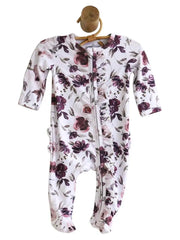 Caden Lane Demi's Dusty Purple Floral Ruffle Zipper Footie