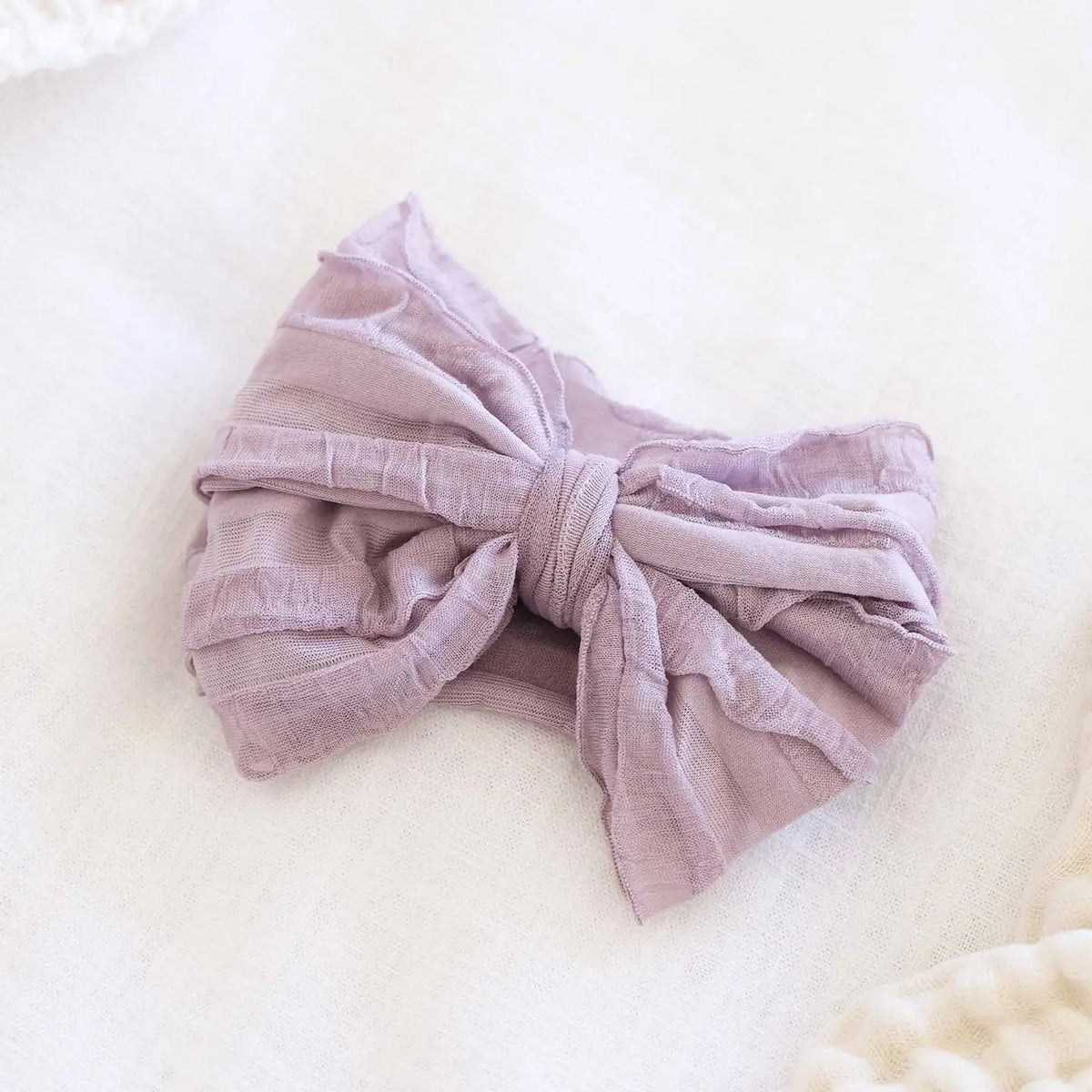 Caden Lane Large Ruffle Knit Bow | Amethyst