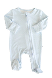 Caden Lane Picot Trim Bamboo Zipper Footie - Baby Blue