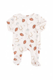 Caden Lane 
Tiny Touchdowns Zipper Footie | Neutral