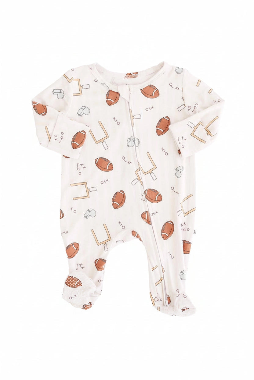 Caden Lane 
Tiny Touchdowns Zipper Footie | Neutral
