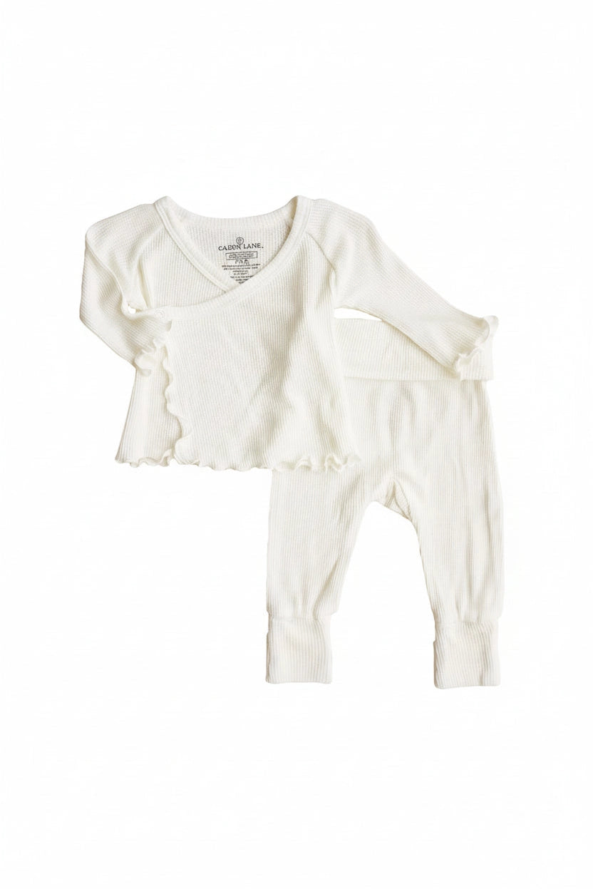 Caden Lane Two-Piece Waffle Crossover Top & Bottom | Gardenia