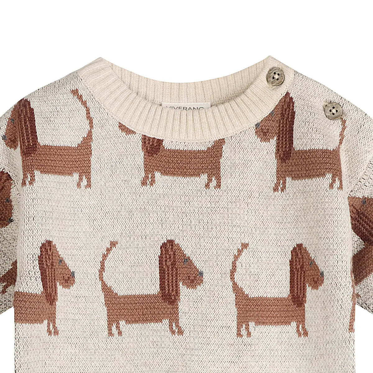 Viverano Organics Doxie Dog Jacquard Knit Baby Pullover (Organic Cotton)